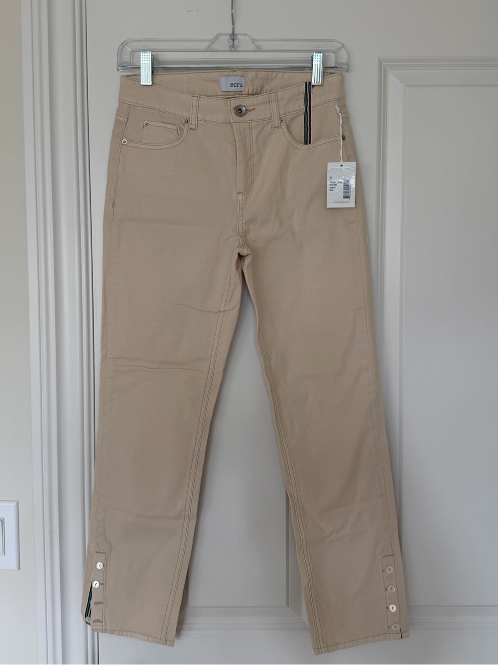 ecru The Rainey Button Detail Pant in Straw, size 0